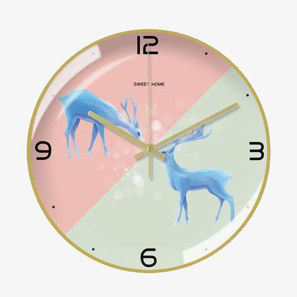 Horloge Métal Colorée avec Motif Cerfs 30cm | Marco Lucetti