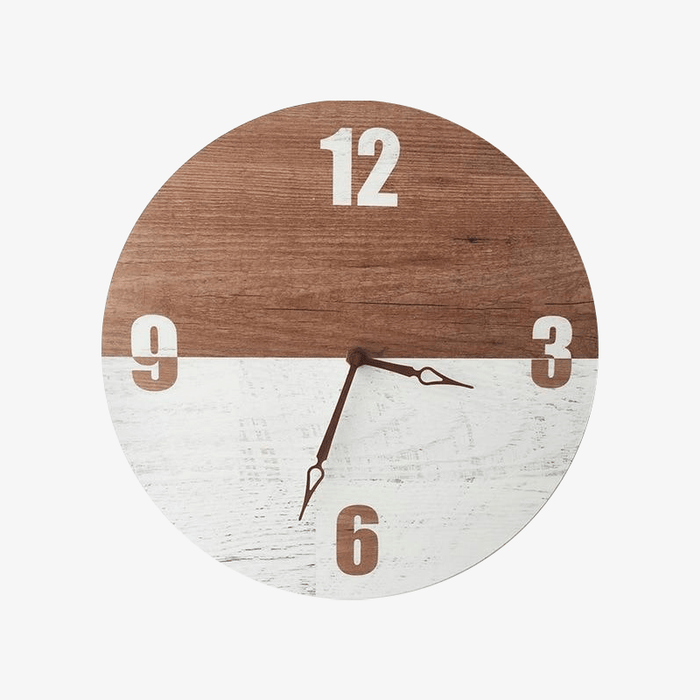 Horloge murale scandinave en bois blanc et marron 28cm Hours - Nordic Time | Marco Lucetti