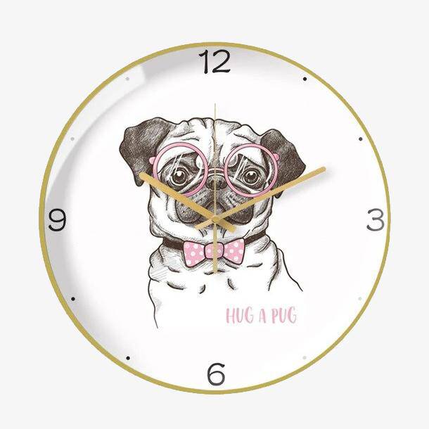 Horloge ronde colorée en métal avec chien à lunettes - 30cm - Collection Creative | Marco Lucetti