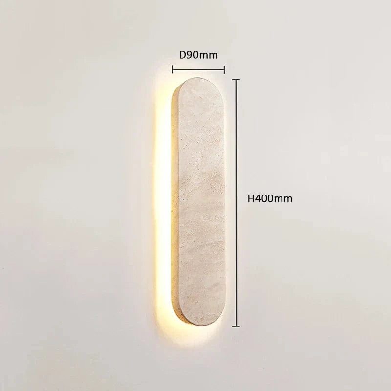 Hôtel Scandinavie Wabi Sabi Cour Élégante: Appliques Murales LED en Pierre Naturelle Beige | Marco Lucetti Pierre jaune / L90xH400mm / Étanche IP65 | lLED 16W | Blanc chaud
