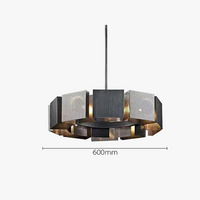 Lustre suspendu LED postmoderne en métal noir - Style industriel