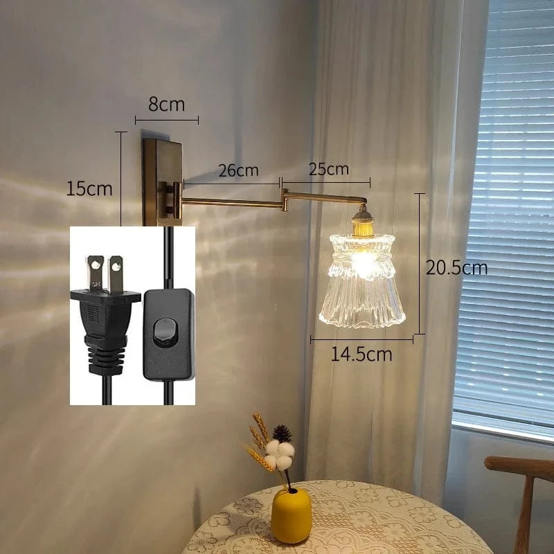 IWHD Applique Murale LED Chaîne en Verre Avec Bras Pivotant Gauche et Droit - Éclairage Moderne pour Chambre et Salon | Marco Lucetti Branchement américain