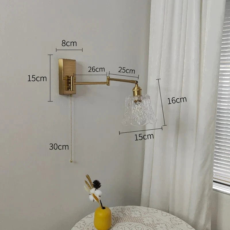 IWHD Applique Murale LED Chaîne en Verre Avec Bras Pivotant Gauche et Droit - Éclairage Moderne pour Chambre et Salon | Marco Lucetti Interrupteur à chaîne de traction