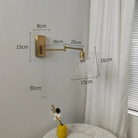 IWHD Applique Murale LED Chaîne en Verre Avec Bras Pivotant Gauche et Droit - Éclairage Moderne pour Chambre et Salon | Marco Lucetti Interrupteur à chaîne de traction