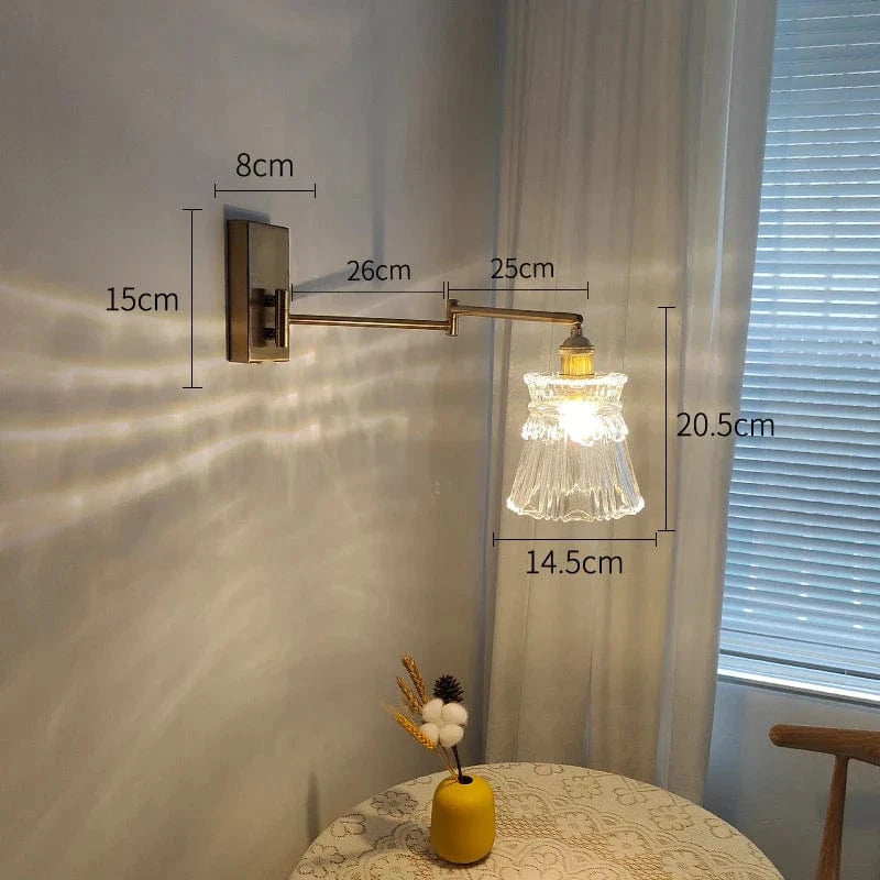 IWHD Applique Murale LED Chaîne en Verre Avec Bras Pivotant Gauche et Droit - Éclairage Moderne pour Chambre et Salon | Marco Lucetti Pas de commutateur 1