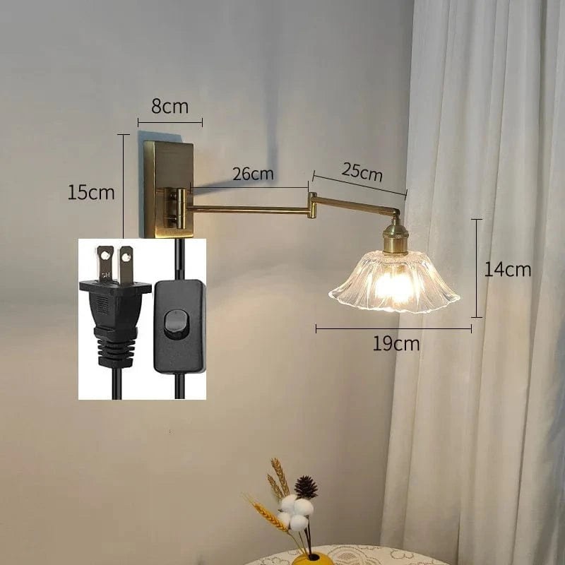 IWHD Applique Murale LED Chaîne en Verre Avec Bras Pivotant Gauche et Droit - Éclairage Moderne pour Chambre et Salon | Marco Lucetti Prise américaine 1