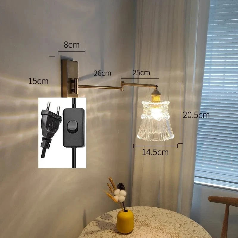 IWHD Applique Murale LED Chaîne en Verre Avec Bras Pivotant Gauche et Droit - Éclairage Moderne pour Chambre et Salon | Marco Lucetti Prise UE 1