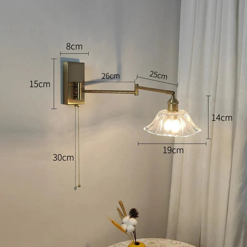 IWHD Applique Murale LED Chaîne en Verre Avec Bras Pivotant Gauche et Droit - Éclairage Moderne pour Chambre et Salon | Marco Lucetti Tirer la chaîne avec 3