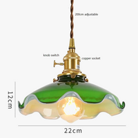 Suspension Vintage Américaine en Cuivre Bois Verre Edison