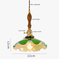 Suspension Vintage Américaine en Cuivre Bois Verre Edison