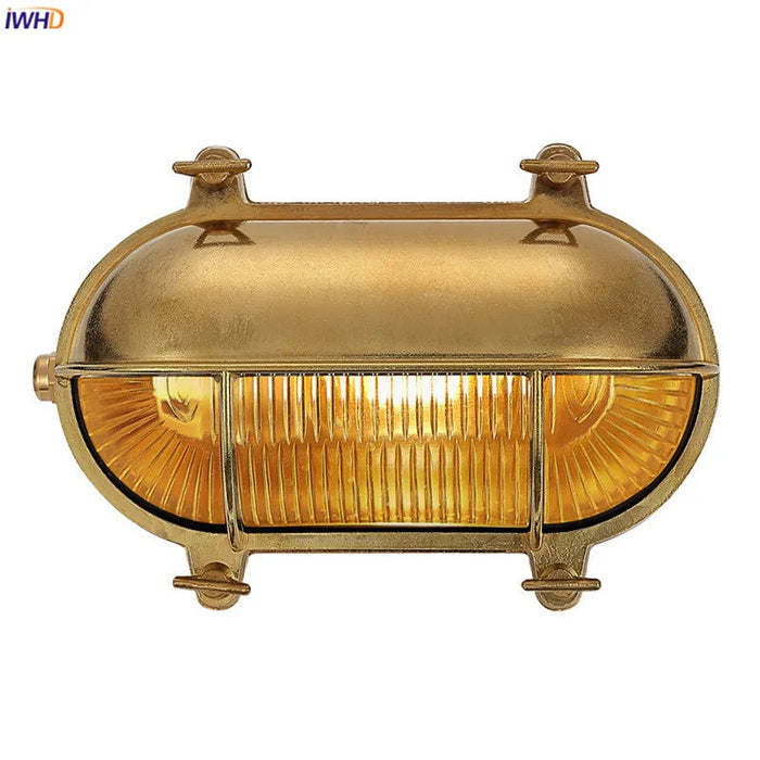 Applique Murale Nordique Cuivre Vintage en Verre Extérieur IP44 LED Étanche Salle de Bain Miroir Escalier Lumière Loft Style Wandlamp - Édition Exclusive
