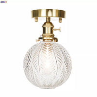 Plafonnier japonais nordique IWHD en cuivre avec boule de verre LED