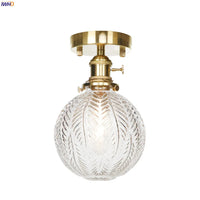 Plafonnier japonais nordique IWHD en cuivre avec boule de verre LED