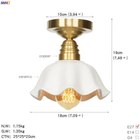 Plafonnier japonais nordique IWHD en cuivre avec boule de verre LED