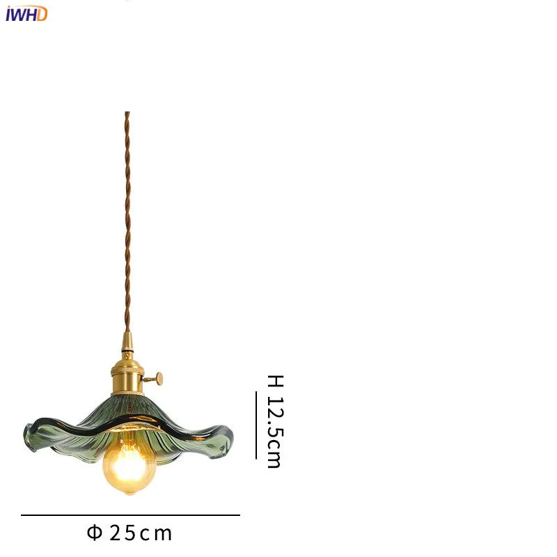 Suspension Nordique LED en Verre Fleurs