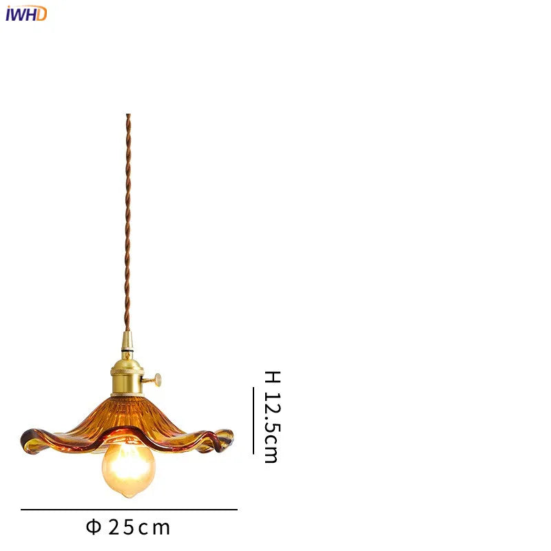 Suspension Nordique LED en Verre Fleurs