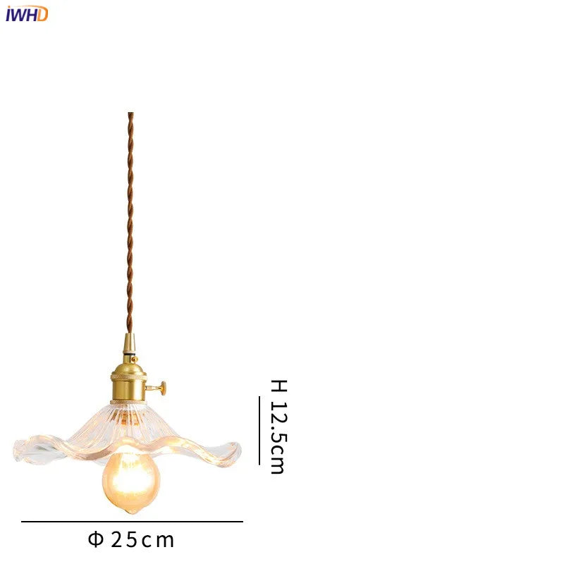 Suspension Nordique LED en Verre Fleurs