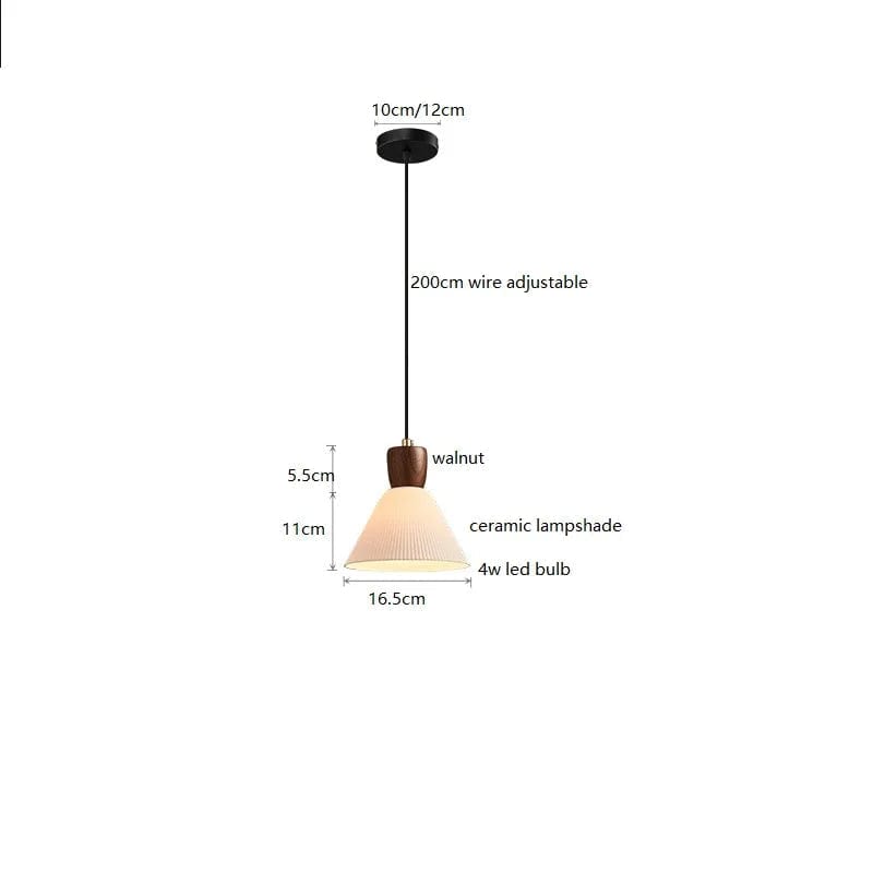 Luminaire Suspendu LED en Noyer Céramique Style Nordique Japonais iwhd