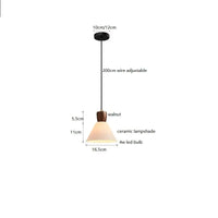 Luminaire Suspendu LED en Noyer Céramique Style Nordique Japonais iwhd