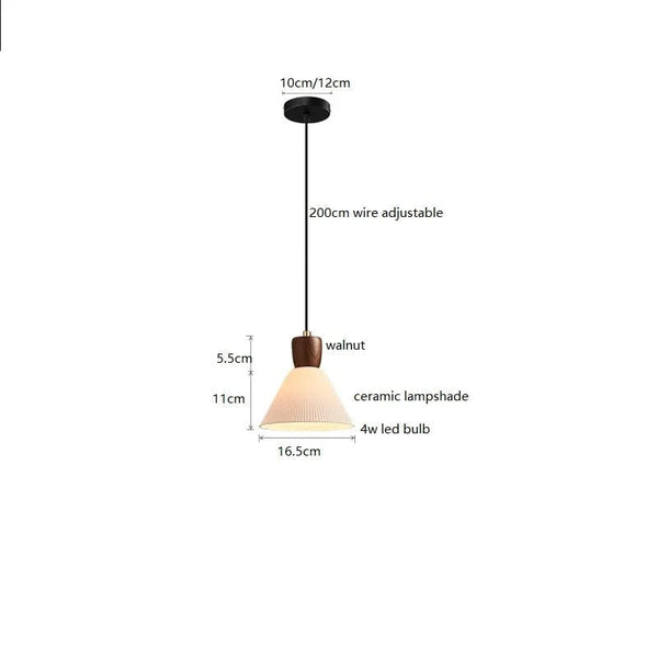 Luminaire Suspendu LED en Noyer Céramique Style Nordique Japonais iwhd