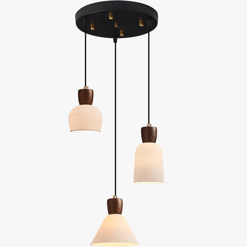 Luminaire Suspendu LED en Noyer Céramique Style Nordique Japonais iwhd