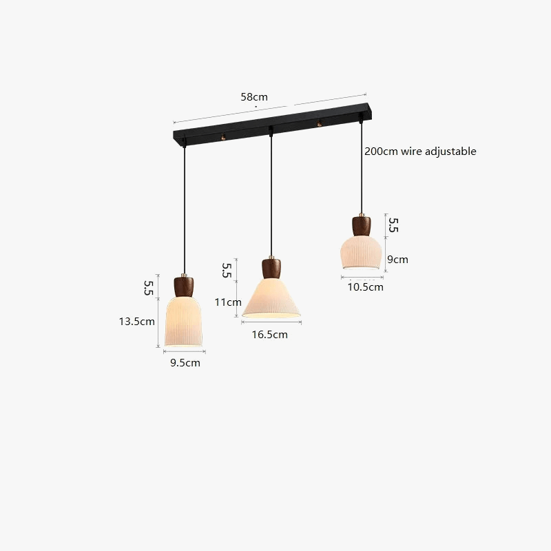 Luminaire Suspendu LED en Noyer Céramique Style Nordique Japonais iwhd
