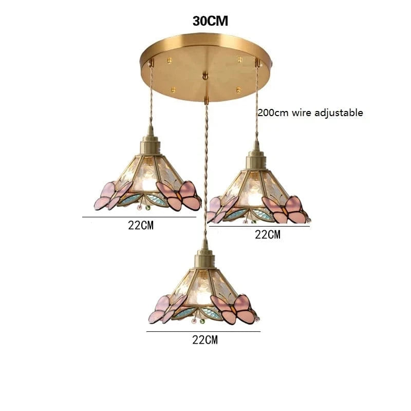 IWHDLife Lampe à Main LED Moderne en Verre Cuivre Papillon | Marco Lucetti 3 têtes 1 / 4W (MAX100W)