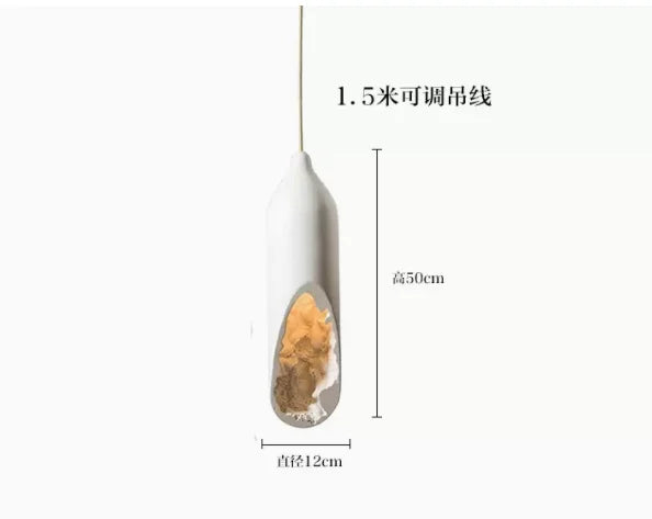 Suspension Lampe Japonaise Wabi Sabi Moderne en Plâtre pour Foyer, Cuisine ou Chambre