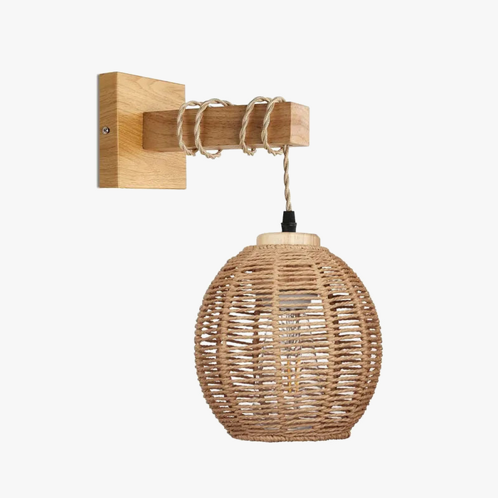 Applique murale japonaise en rotin suspendu