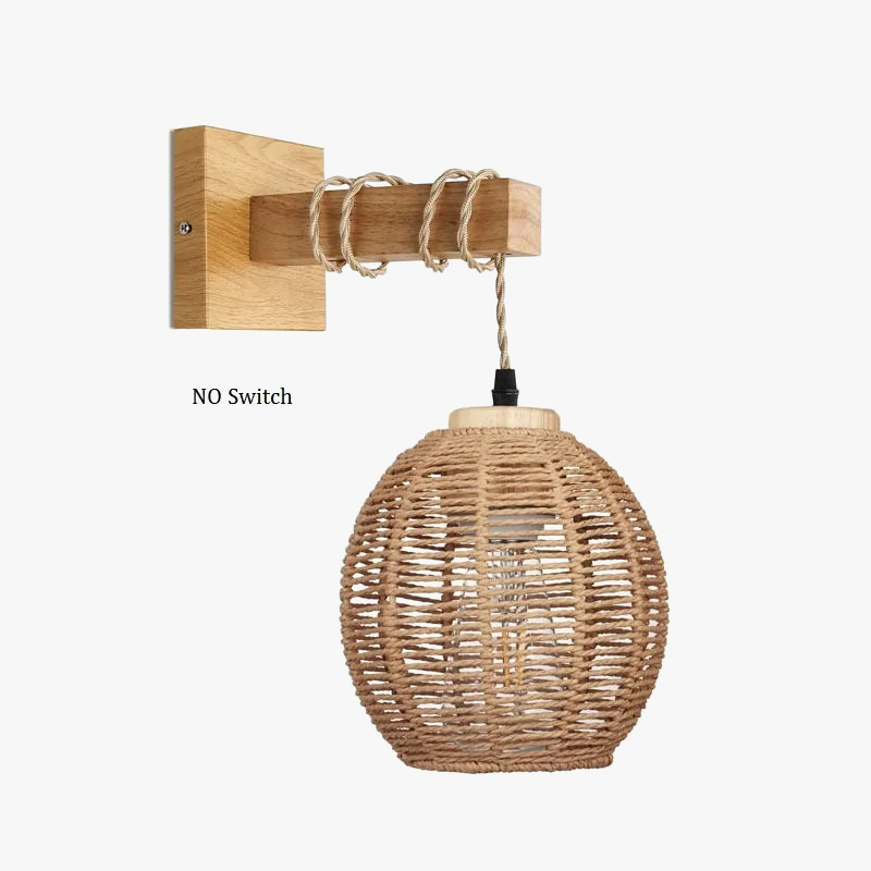 Applique murale japonaise en rotin suspendu