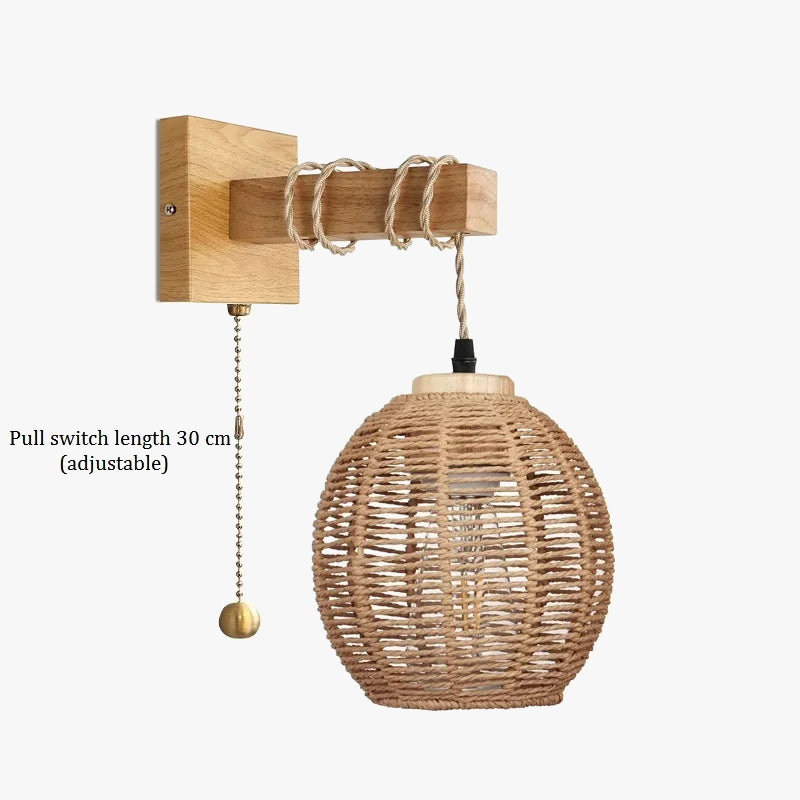 Applique murale japonaise en rotin suspendu