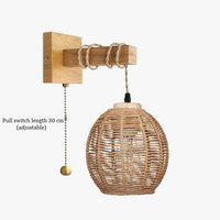Applique murale japonaise en rotin suspendu