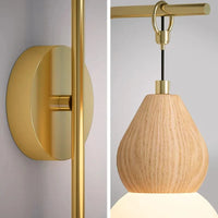 JMZM - Nouveau Style Chinois Gourde Rondin Applique Chêne Naturel Texture Abat-jour Chambre Cuivre Salon TV Fond Applique | Marco Lucetti