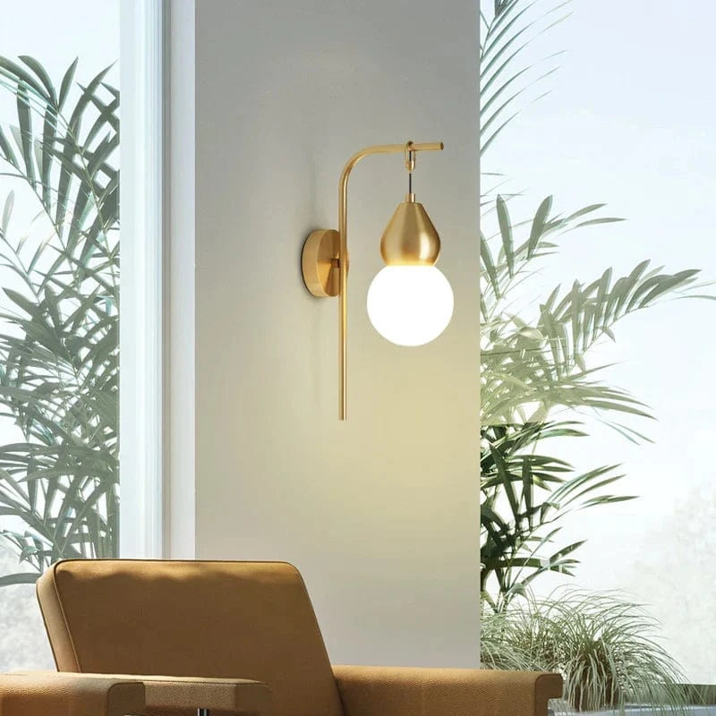 JMZM - Nouveau Style Chinois Gourde Rondin Applique Chêne Naturel Texture Abat-jour Chambre Cuivre Salon TV Fond Applique | Marco Lucetti