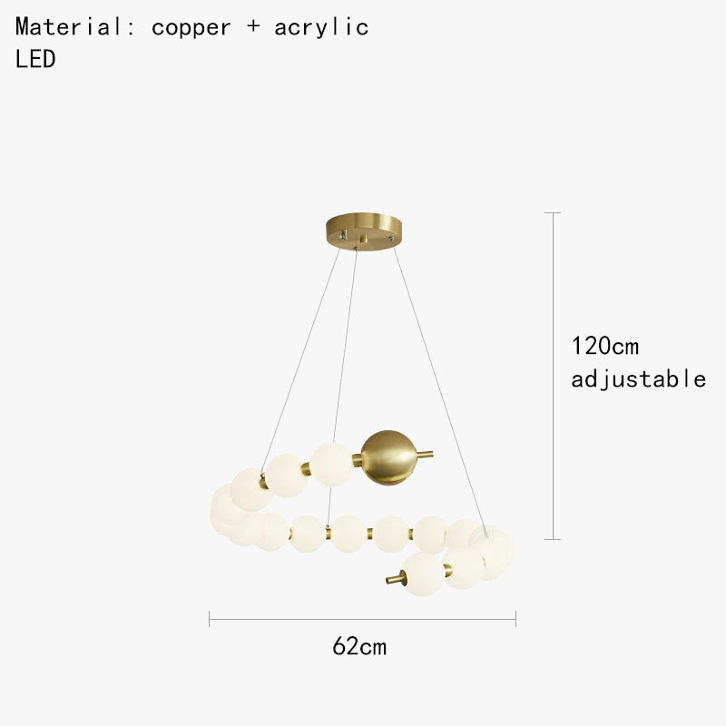 Luminaire de suspension LED en laiton avec fil réglable et abat-jour rond