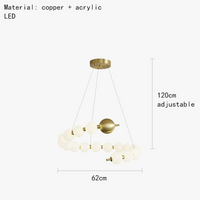 Luminaire de suspension LED en laiton avec fil réglable et abat-jour rond