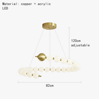 Luminaire de suspension LED en laiton avec fil réglable et abat-jour rond