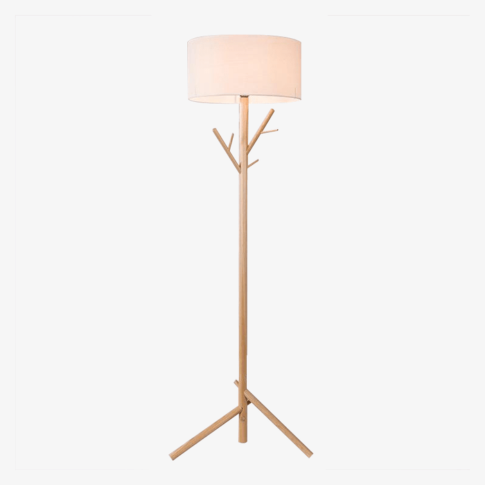 Lampadaire arbore doux: abat-jour tissu et pied bois | Marco Lucetti