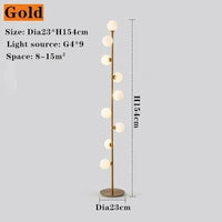 Lampadaire Boule de Verre Blanc à 9 Têtes - Édition Exclusive | Marco Lucetti Or / Lumière froide