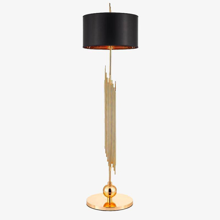 Lampadaire chic doré avec abat-jour noir rond | Marco Lucetti