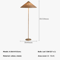 Lampadaire Coinqieu Japonais en Rotin Tissé | Marco Lucetti