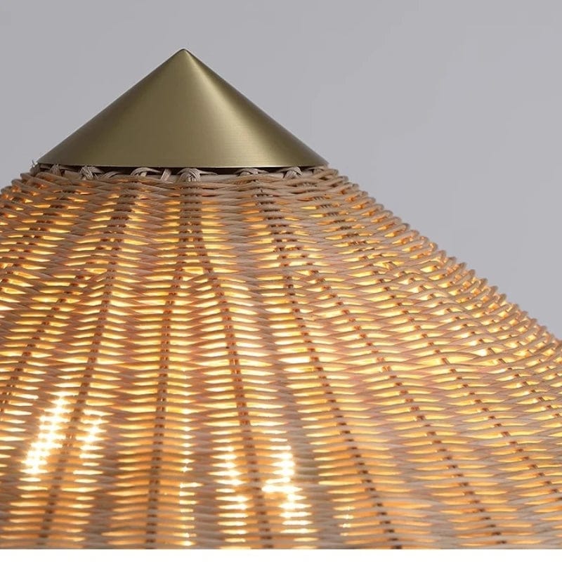 Lampadaire Coinqieu Japonais en Rotin Tissé | Marco Lucetti