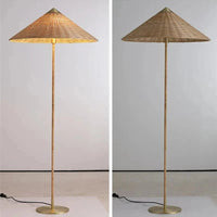 Lampadaire Coinqieu Japonais en Rotin Tissé | Marco Lucetti