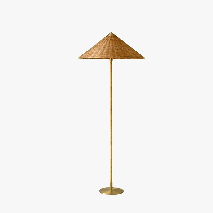 Lampadaire Coinqieu Japonais en Rotin Tissé | Marco Lucetti