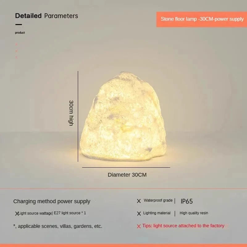 Lampadaire de cour en rocaille résine décoratif imperméable pour l'extérieur | Marco Lucetti B / Lumière chaude (3000K)