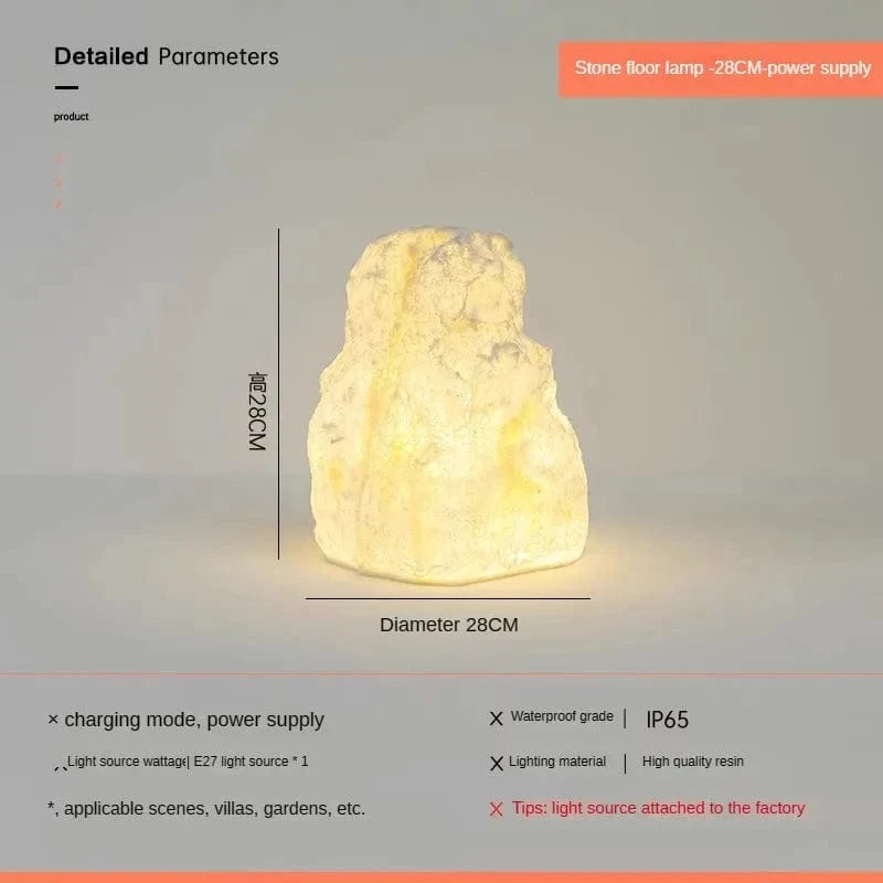 Lampadaire de cour en rocaille résine décoratif imperméable pour l'extérieur | Marco Lucetti C / Lumière chaude (3000K)