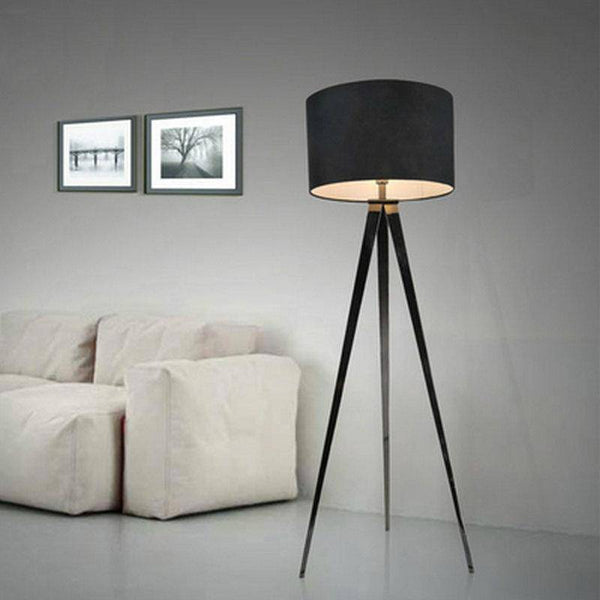 Lampadaire de Luxe Triple Pieds en Tissu Noir | Marco Lucetti