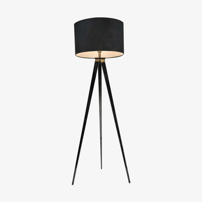 Lampadaire de Luxe Triple Pieds en Tissu Noir | Marco Lucetti