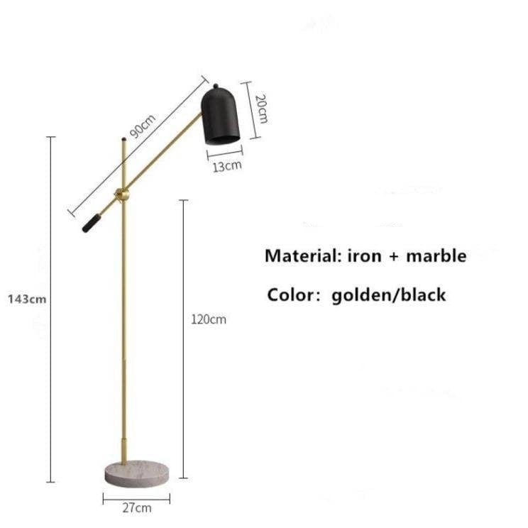 Lampadaire Design Doré LED avec Abat-jour Noir - Marbre | Marco Lucetti