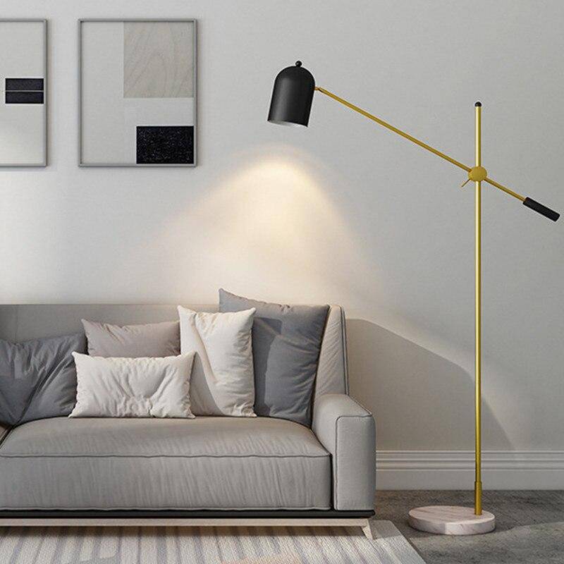Lampadaire Design Doré LED avec Abat-jour Noir - Marbre | Marco Lucetti